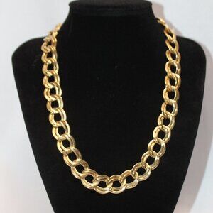 Vintage Erwin Pearl Golden Double Cable Link Necklace